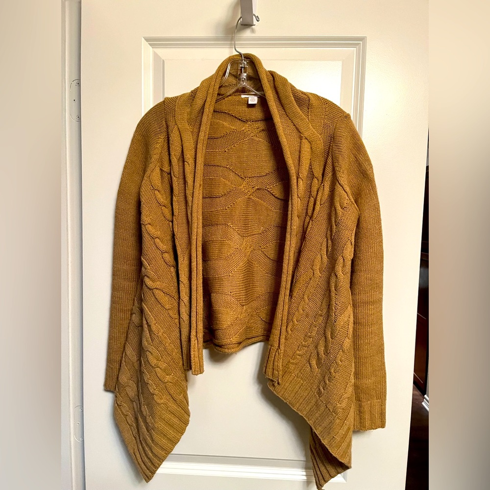 Camel Cable Knit Open Cardigan | Petite Small